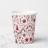 レッドホワイトクリスマス紙カップ 紙コップ (裏面)