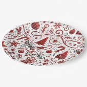 レッドホワイトクリスマス紙プレート ペーパープレート (アングル)