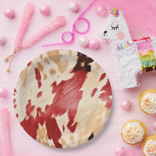 レッドホワイトクリームウエスタンコウィド女性のカーボーイ ペーパープレート (パーティー)