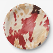 レッドホワイトクリームウエスタンコウィド女性のカーボーイ ペーパープレート (正面)