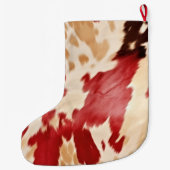 レッドホワイトクリームウエスタンコウィド女性のカーボーイ ラージクリスマスストッキング (裏面)