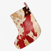 レッドホワイトクリームウエスタンコウィド女性のカーボーイ ラージクリスマスストッキング (裏面 (吊り時))