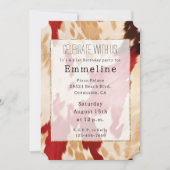 レッドホワイトクリームウエスタンコウィド女性のカーボーイ 招待状 (正面)