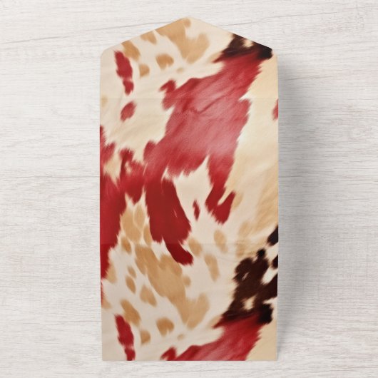 レッドホワイトクリームウエスタンコウィド オールインワン招待状 (外側)