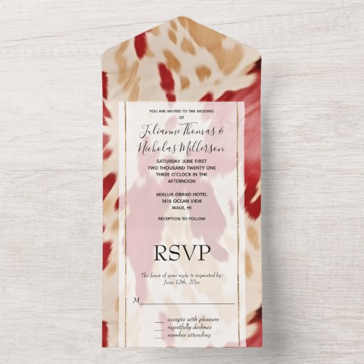 レッドホワイトクリームウエスタンコウィド オールインワン招待状 (内側)