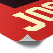 レッドホワイトクリームブラックサッカーボール名前をカスタムするルーム ポスター (角)