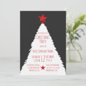 レッドホワイトグリッタースターツリークリスマ企業のス 招待状 (スタンド正面)