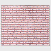 レッドホワイトグリッターブルースターズストライプズ ラッピングペーパー (フラット)