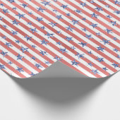 レッドホワイトグリッターブルースターズストライプズ ラッピングペーパー (角)