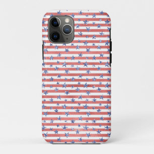 レッドホワイトグリッターブルースターズストライプズ iPhone 11 PROケース