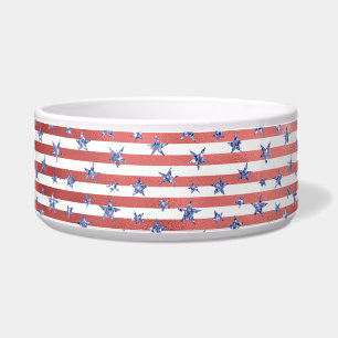 レッドホワイトグリッターブルースターズストライプ ボウル