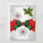 レッドホワイトグリーンウィンターワンダーランドホリデーパーティー 招待状 (裏面)