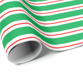 レッドホワイトグリーンキャンディーケーンストライプズ ラッピングペーパー (ロールコーナー)
