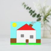 レッドホワイトグリーンブルーハウススケッチ、Art By Kids :) ポストカード (スタンド正面)