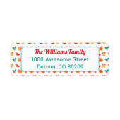 レッドホワイトグリーン文字ホリーベルストッキングパターン ラベル (正面)