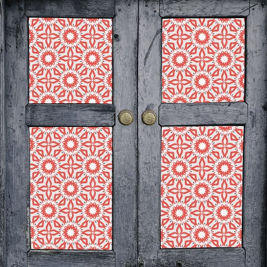 レッドホワイトグレー民族ボホシックなモザイクジオメトリック 薄葉紙