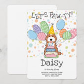 レッドホワイトコカプー/キャバプーの犬の誕生日パーティー 招待状 (正面/裏面)