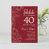 レッドホワイトサプライズ40歳の誕生日 招待状 (スタンド正面)