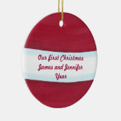 レッドホワイトサンタウエスト私たちの初めてのクリスマスオーナメント セラミックオーナメント (右)