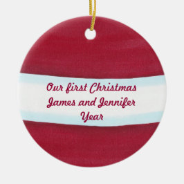 レッドホワイトサンタウエスト私たちの初めてのクリスマスオーナメント セラミックオーナメント