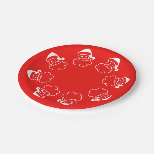 レッドホワイトサンタクリスマスホリデークリスマス ペーパープレート (アングル)