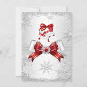 レッドホワイトシルバーウィンターワンダーランドホリデーパーティー 招待状 (裏面)