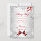 レッドホワイトシルバーウィンターワンダーランドホリデーパーティー 招待状 (正面)
