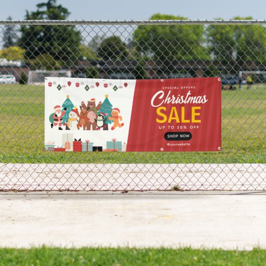 レッドホワイトシンプルクリスマスセール屋外バナー 横断幕 (インサイチュ)