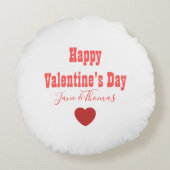 レッドホワイトシンプルハートモダンハッピーバレンタインデー ラウンドクッション (裏面)
