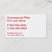 レッドホワイトシンプルパイロットカスタム名刺 名刺 (裏面)
