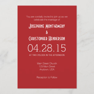 レッドホワイトシンプル結婚式招待状 招待状