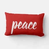 レッドホワイトスクリプトレタリング平和フェスティバルクリスマス ランバークッション (裏面)