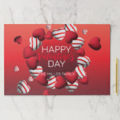 レッドホワイトストライプのハートバレンタインデーランチョンマット ペーパーパッド (インサイチュ)