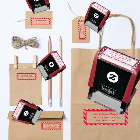 レッドホワイトストライプキャンディーケーン差出人住所 セルフインキングスタンプ