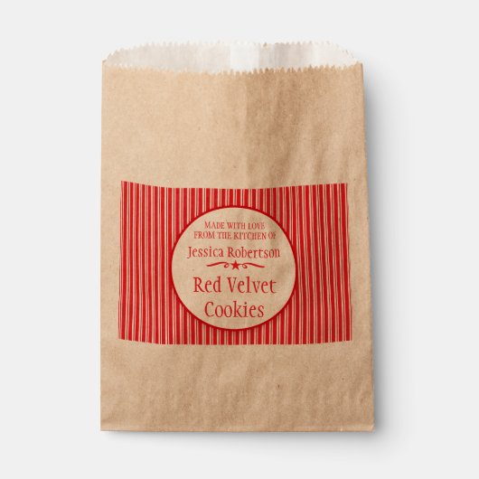 レッドホワイトストライプクリスマススワップカスタムベーキングバッグ フェイバーバッグ (正面)