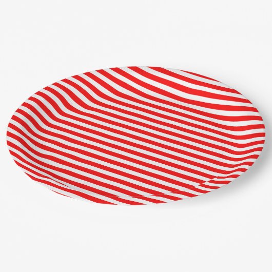レッドホワイトストライプサーカスカーニバル子供の誕生日 ペーパープレート (アングル)