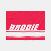 レッドホワイトストライプスポーツ名前をカスタムするフリースブランケット フリースブランケット (正面(横))