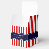 レッドホワイトストライプネイビーブルーネームモノグラム フェイバーボックス (オープン)