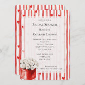 レッドホワイトストライプハートバラブライダルシャワー 招待状 (正面/裏面)