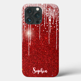 レッドホワイトスノーイドリップスノーフレーク名前をカスタムする iPhone 13 PROケース