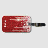 レッドホワイトスノーフレークあなたの名前を追加 ラゲッジタグ (正面横)