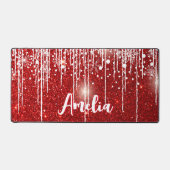 レッドホワイトスノーフレークあなたの名前 デスクマット (正面)