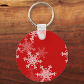 レッドホワイトスノーフレークのミニマリストのクリスマスの名前 キーホルダー (裏面)