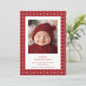 レッドホワイトスノーフレーククリスマスベビー 案内状 (スタンド正面)