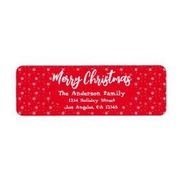 レッドホワイトスノーフレークシンプルスモダンメリークリスマス ラベル