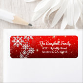 レッドホワイトスノーフレークスウィンターホリデー差出人住所 ラベル (インサイチュ)