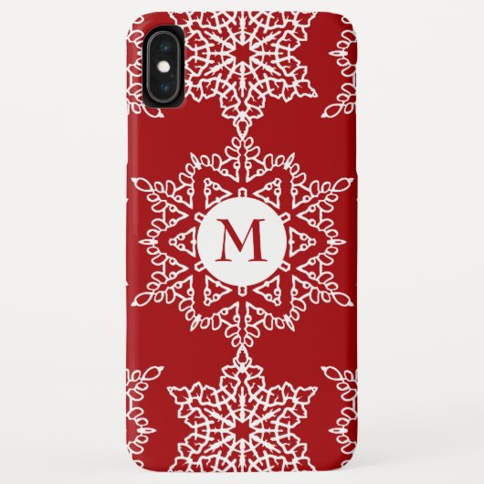 レッドホワイトスノーフレークスクリスマスホリデーモノグラム Case-Mate iPhoneケース (裏面)