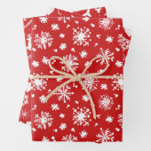 レッドホワイトスノーフレークストナディアクリスマスホリデー ラッピングペーパーシート (インサイチュ)