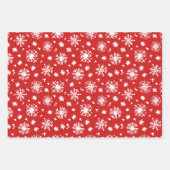 レッドホワイトスノーフレークストナディアクリスマスホリデー ラッピングペーパーシート (正面)
