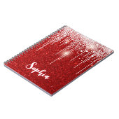 レッドホワイトスノーフレークスノードリップ名前をカスタムする ノートブック (左側)